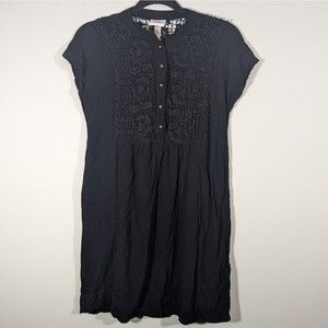 Knox Rose Women Size XS Black Short Sleeve Crochet with Pockets Dress (See Info)